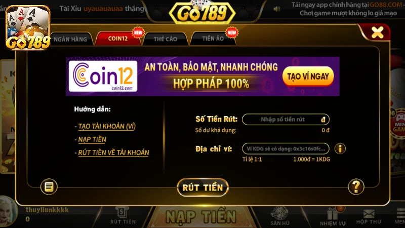 Những lưu ý khi rút tiền Go789