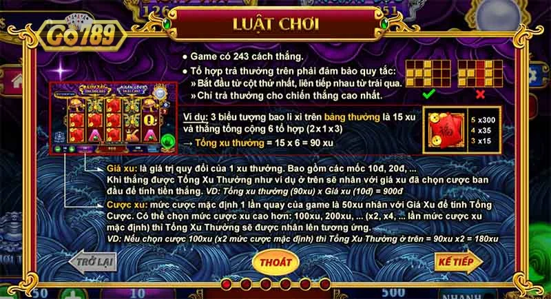 Luật lệ của kho tàng ngũ long Go789